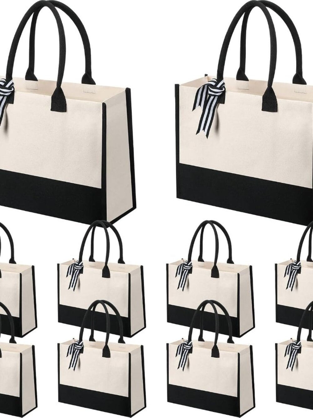 10 Pack Tote Bag for Women Gift Bags Canvas Tote Bag with Zipper Inner Pocket Bi